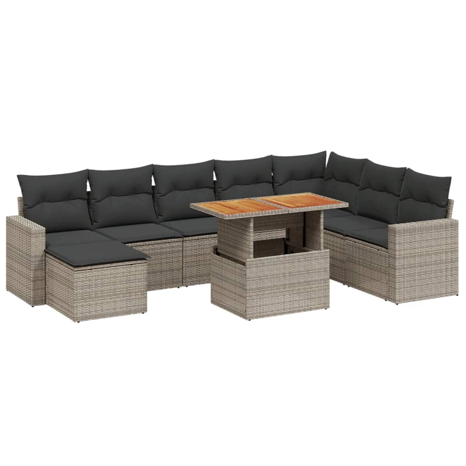 vidaXL 9-Tlg Garten-Sofagarnitur mit Kissen Grau Poly Rattan 3271452 günstig online kaufen