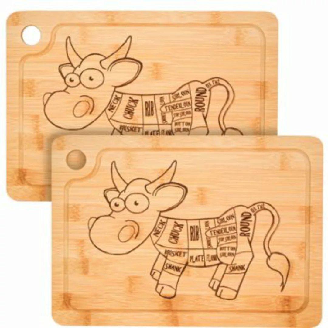 Dune Design® 2er-Set Holz Schneidebrett 33x23x2cm Comic Kuh holzfarben günstig online kaufen