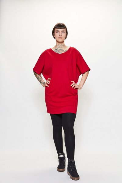 Longshirt Mit Taschen Jersey Rot günstig online kaufen