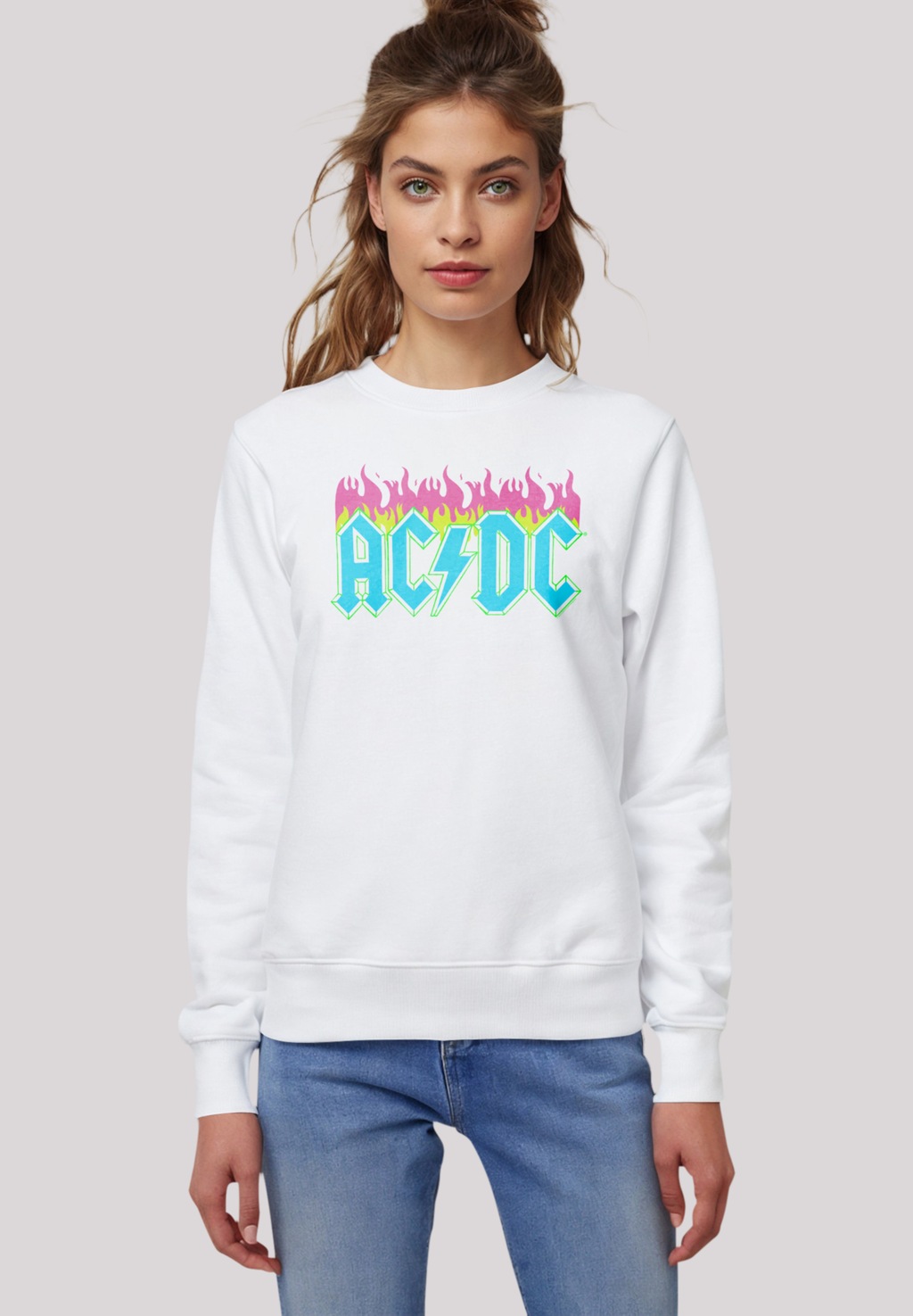 F4NT4STIC Sweatshirt "ACDC Neon Flames", Premium Qualität günstig online kaufen