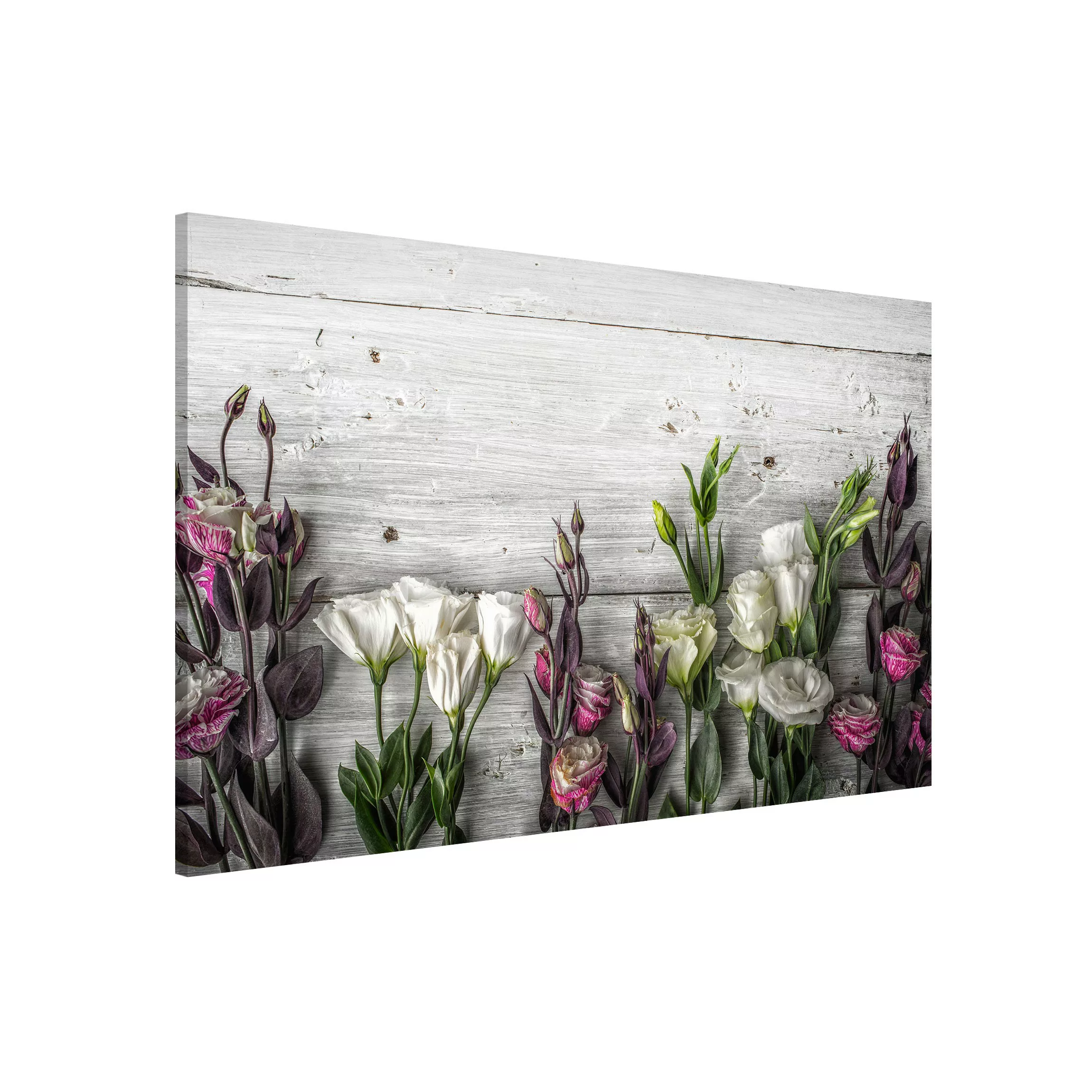 Magnettafel Blumen - Hochformat 3:4 Tulpen-Rose Shabby Holzoptik günstig online kaufen