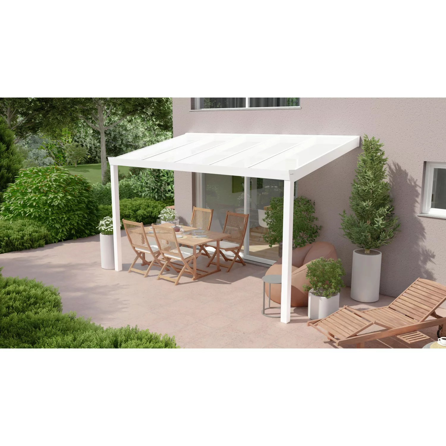 Terrassenüberdachung Professional 400 cm x 250 cm Weiß PC Opal günstig online kaufen