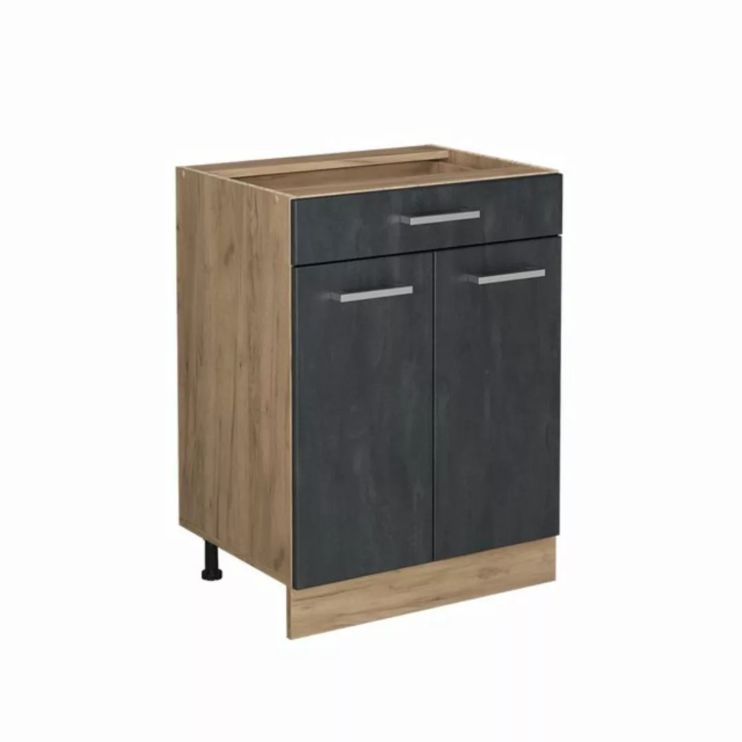 Vicco Unterschrank R-Line, Schwarz Beton/Goldkraft Eiche, 60 cm AP Anthrazi günstig online kaufen