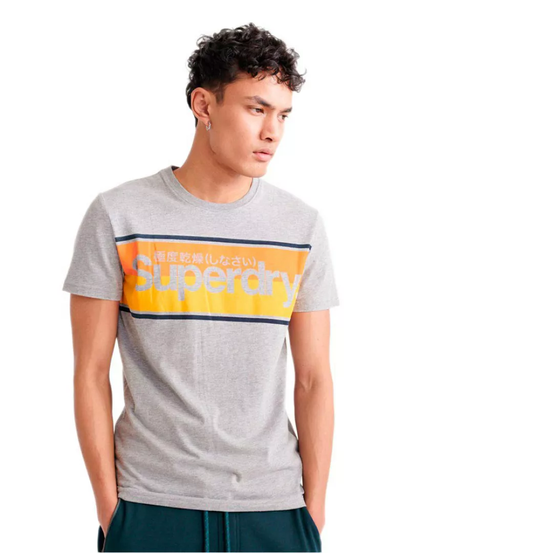 Superdry Core Logo Stripe Kurzarm T-shirt S Grey Marl günstig online kaufen