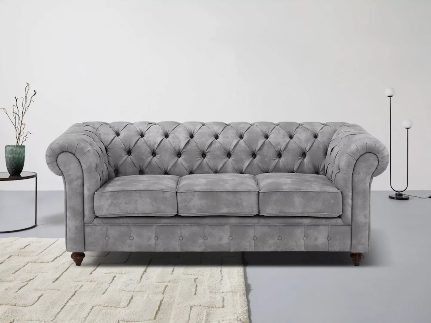 Home affaire Chesterfield-Sofa Chesterfield 3-Sitzer B/T/H: 198/89/74 cm, m günstig online kaufen