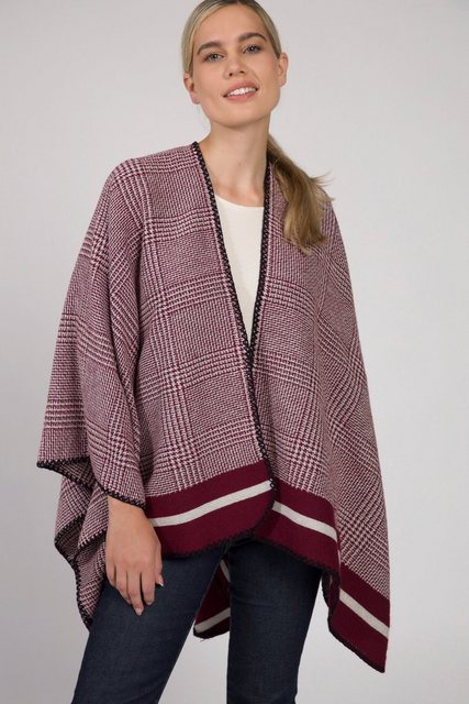 Gina Laura Poncho Poncho Hahnentritt Muster farbige Enden günstig online kaufen