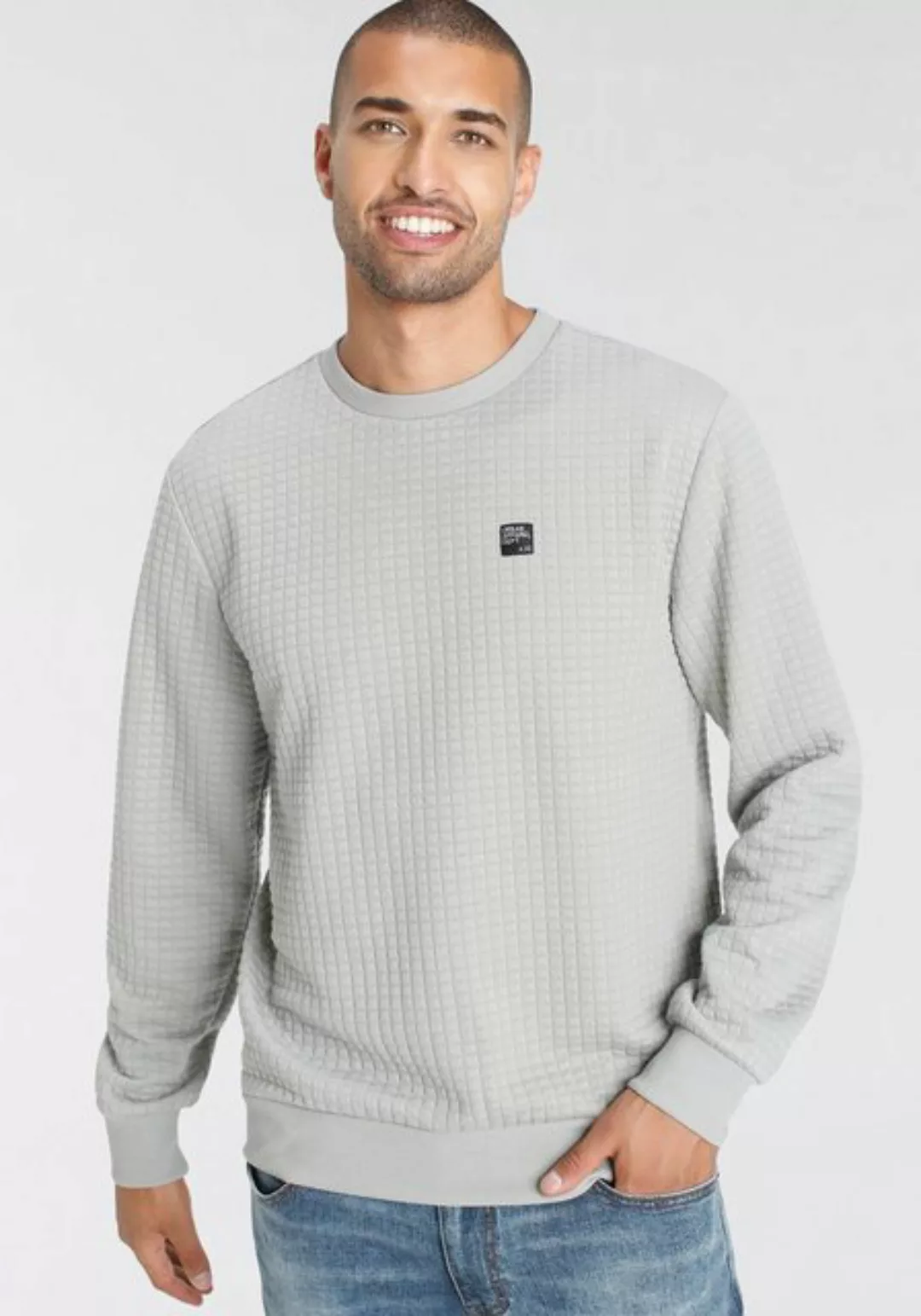 AJC Sweatshirt mit spezieller Materialstruktur und Logobadge günstig online kaufen