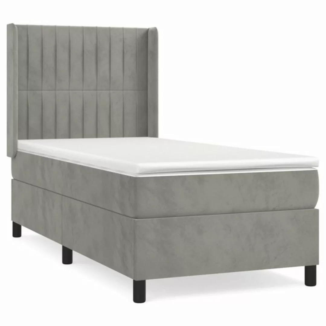 furnicato Bett Boxspringbett mit Matratze Hellgrau 100x200 cm Samt günstig online kaufen