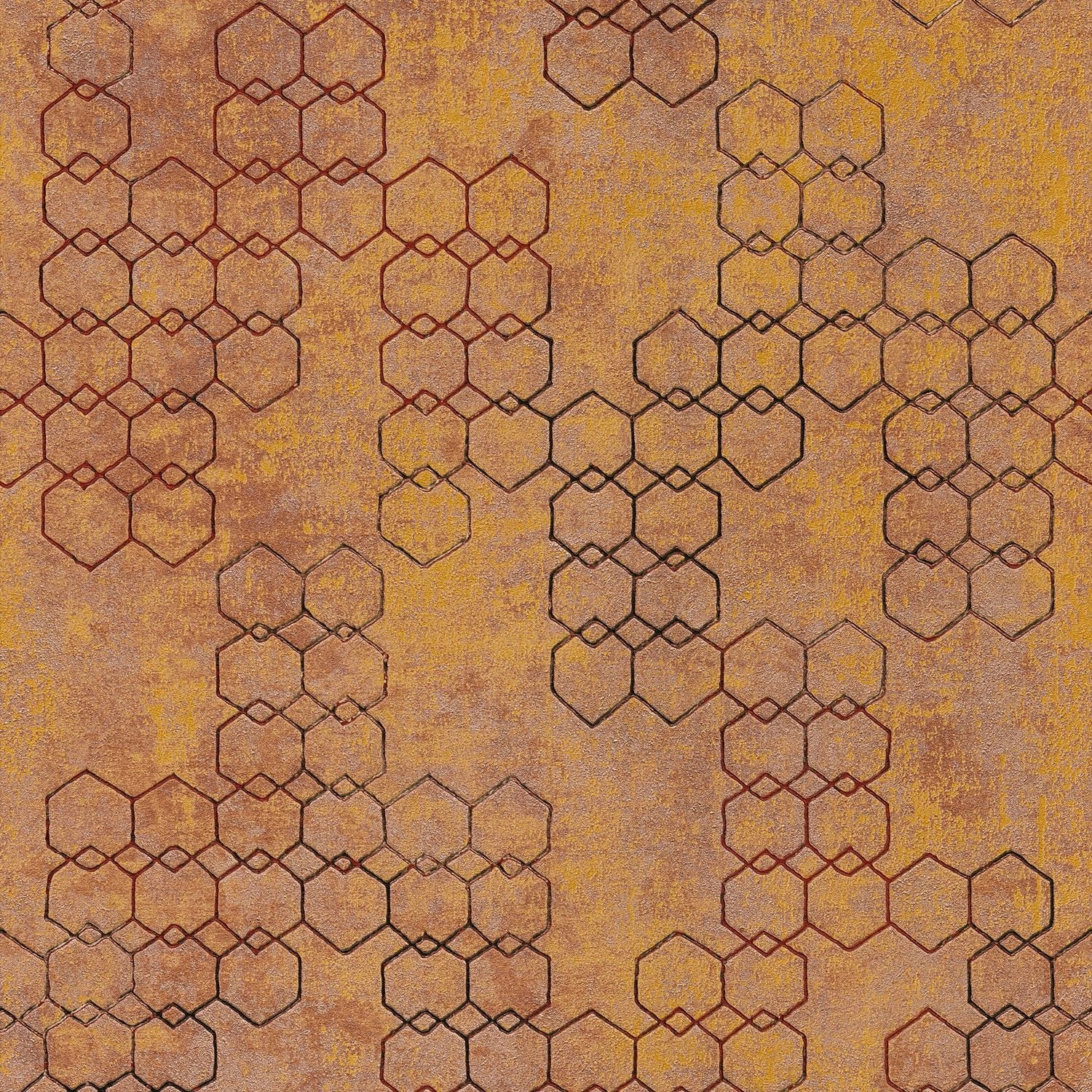 PROFHOME 374243-GU Grafik Tapete Used Look schimmernd Orange Gold Braun 0,5 günstig online kaufen