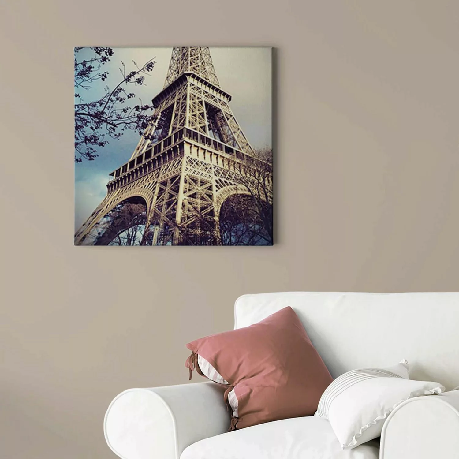 Bricoflor Bild Mit Eiffelturm Auf Leinwand Paris Wandbild Mit Himmel Und Ba günstig online kaufen