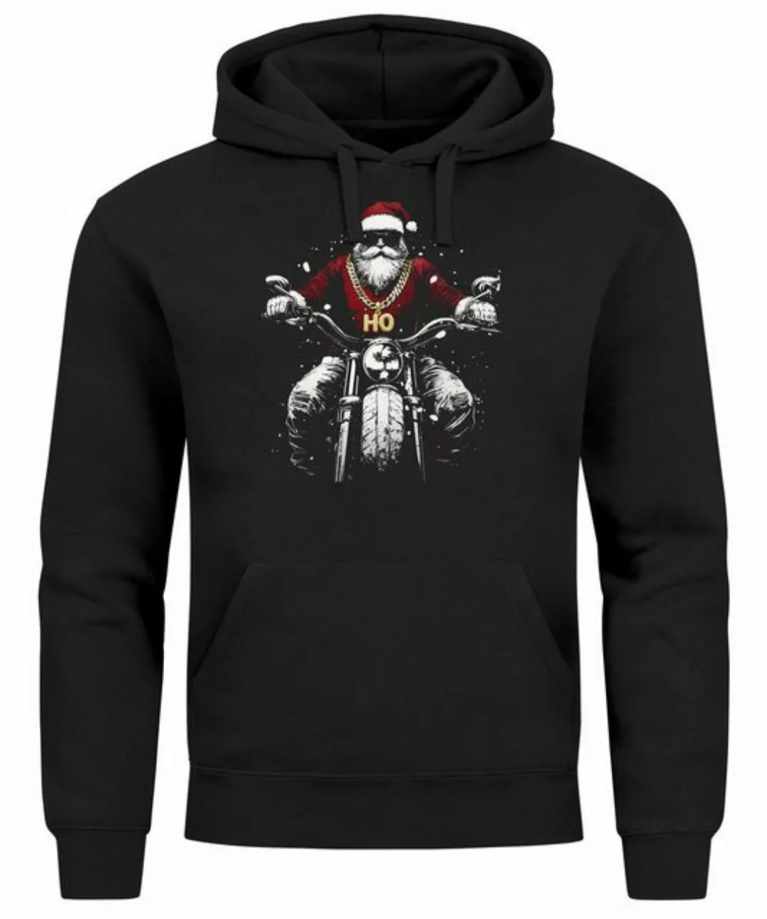 Neverless Hoodie Hoodie Herren Weihnachten Print Aufdruck Santa Biker Motor günstig online kaufen