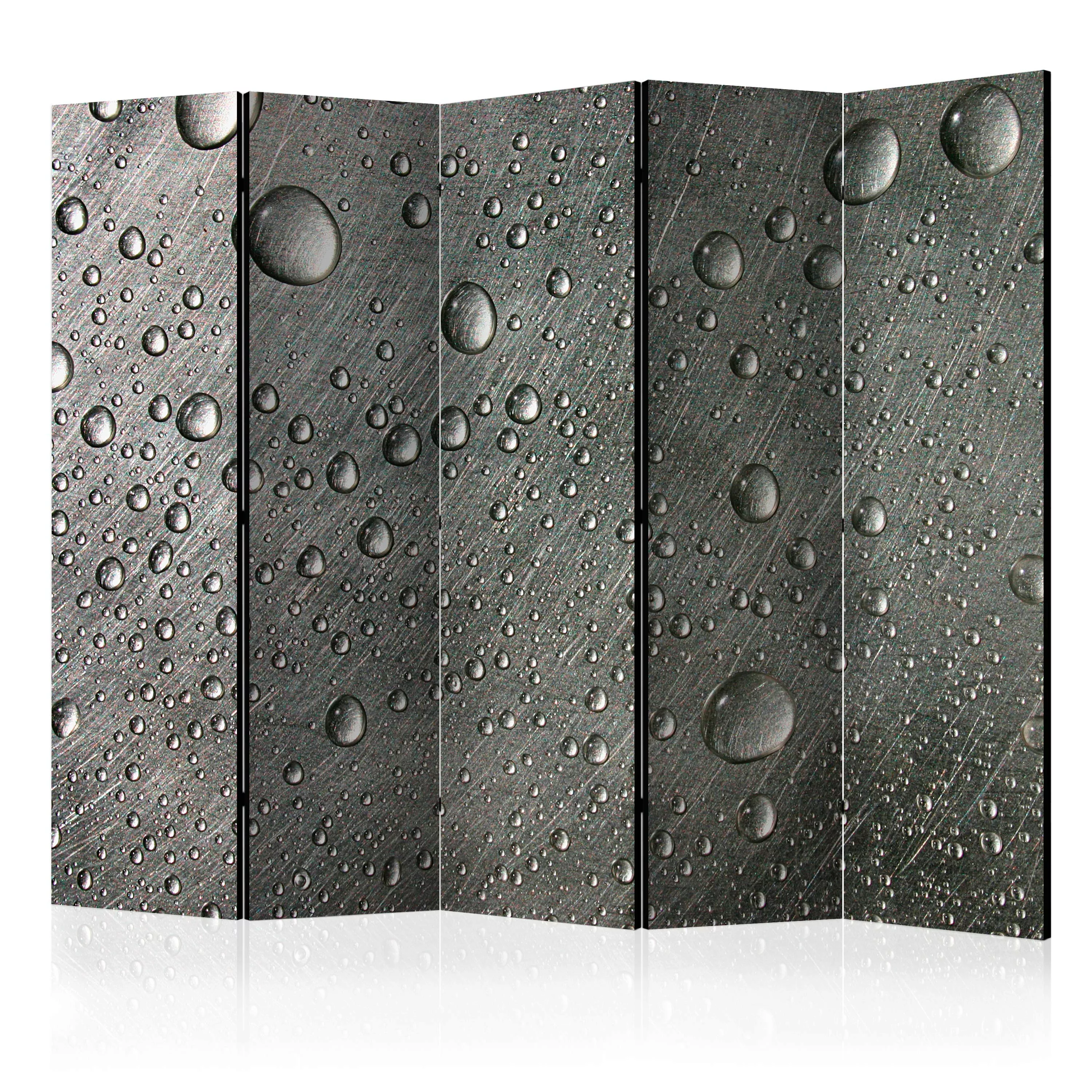 5-teiliges Paravent - Steel Surface With Water Drops Ii [room Dividers] günstig online kaufen