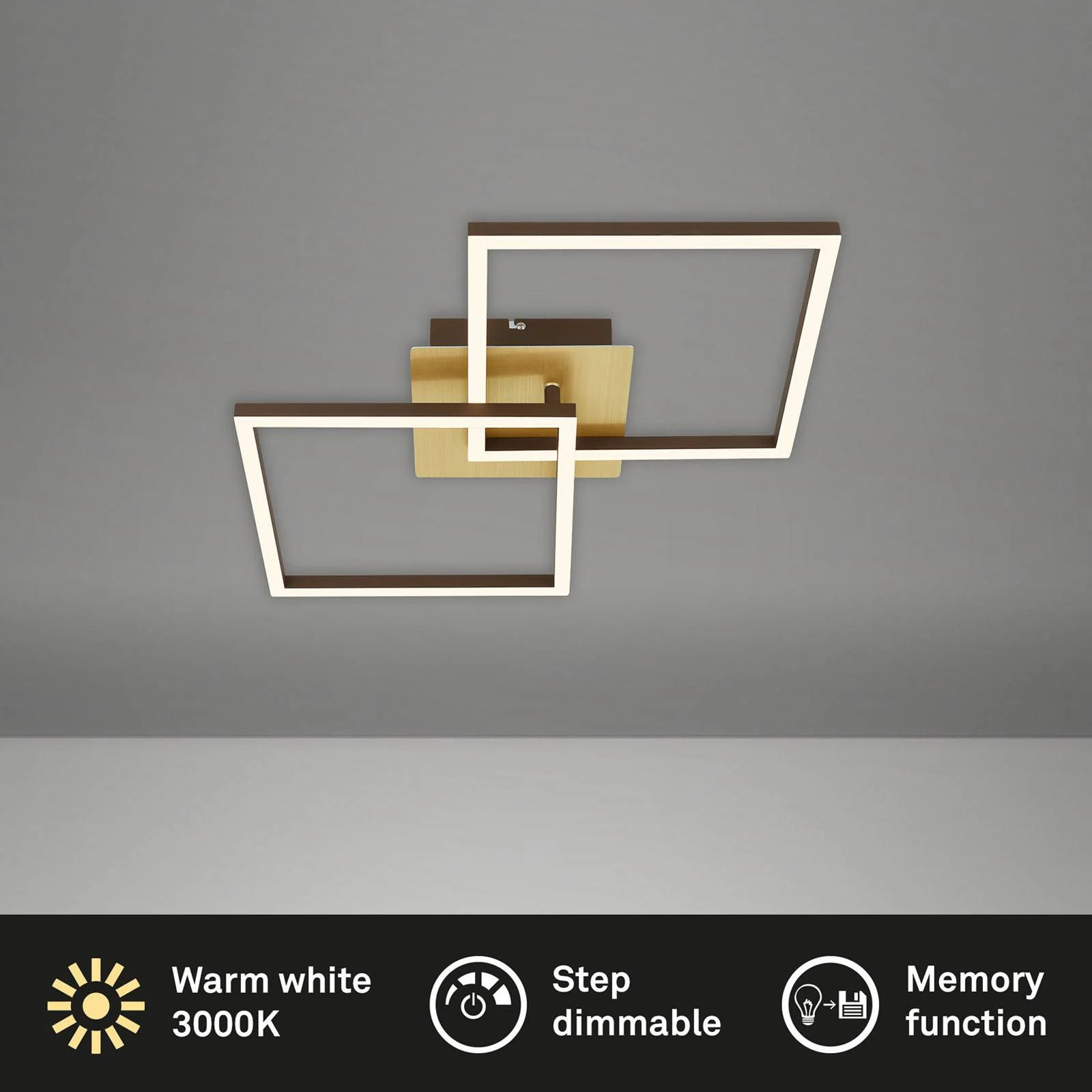 LED-Deckenlampe Frame, gold, dimmbar, 2-flammig günstig online kaufen