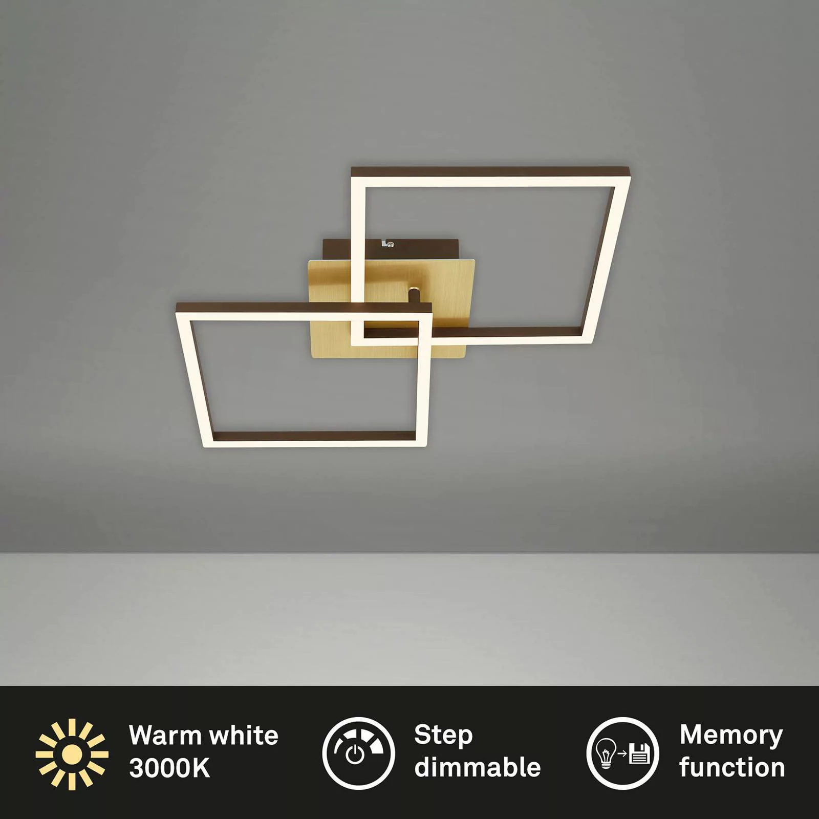 LED-Deckenlampe Frame, gold, dimmbar, 2-flammig günstig online kaufen