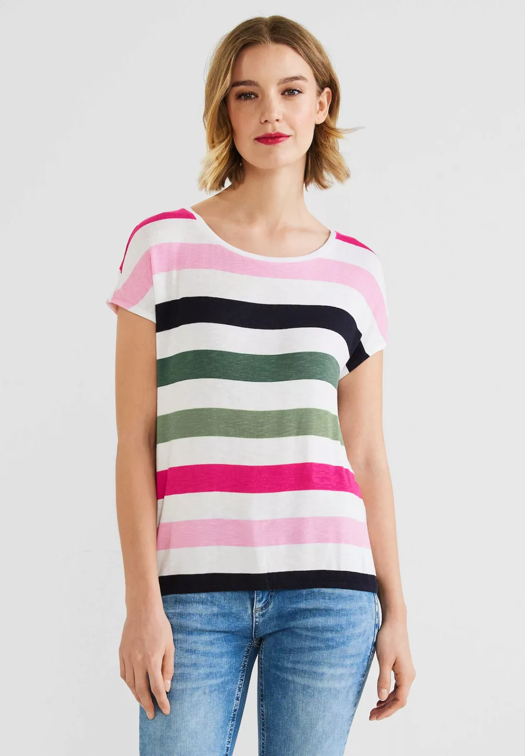 STREET ONE T-Shirt, mit bunten Streifen günstig online kaufen