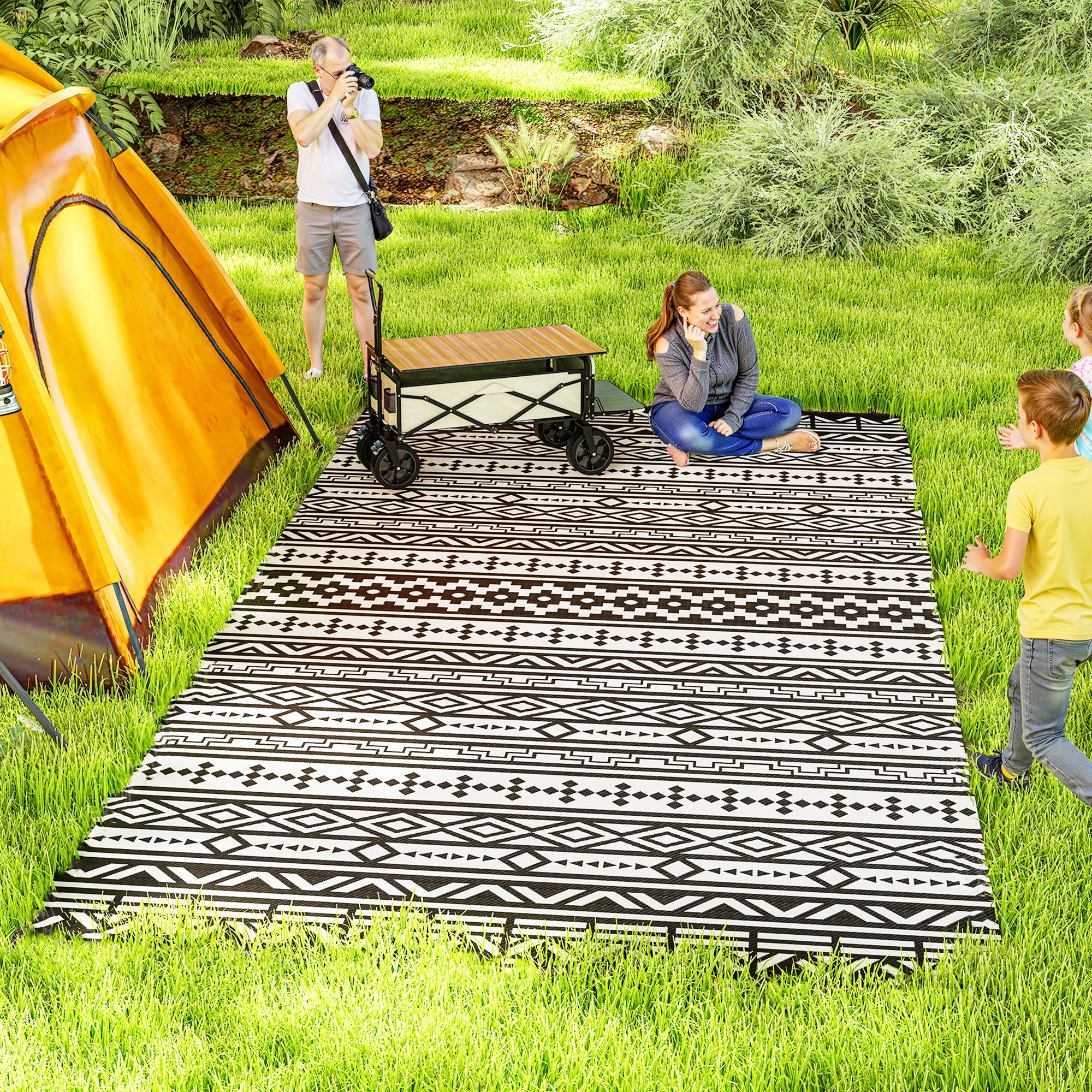 Outsunny Outdoor Teppich robuster Wetterfest Outdoorteppich, faltbar Carpet günstig online kaufen