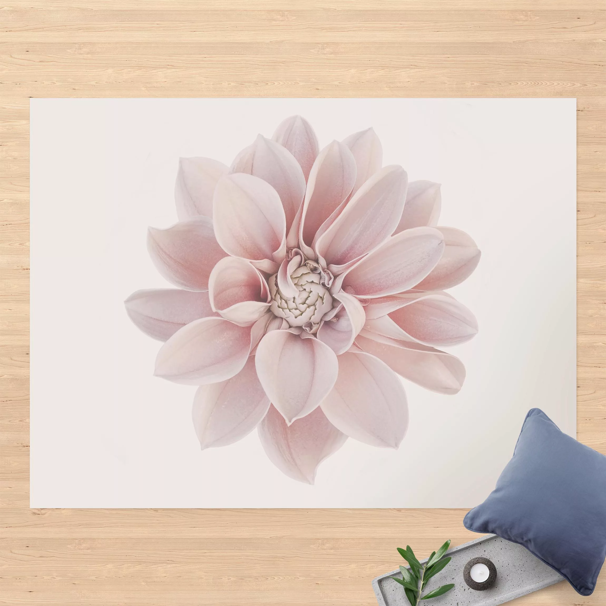 Vinyl-Teppich Dahlie Blume Pastell Weiß Rosa günstig online kaufen