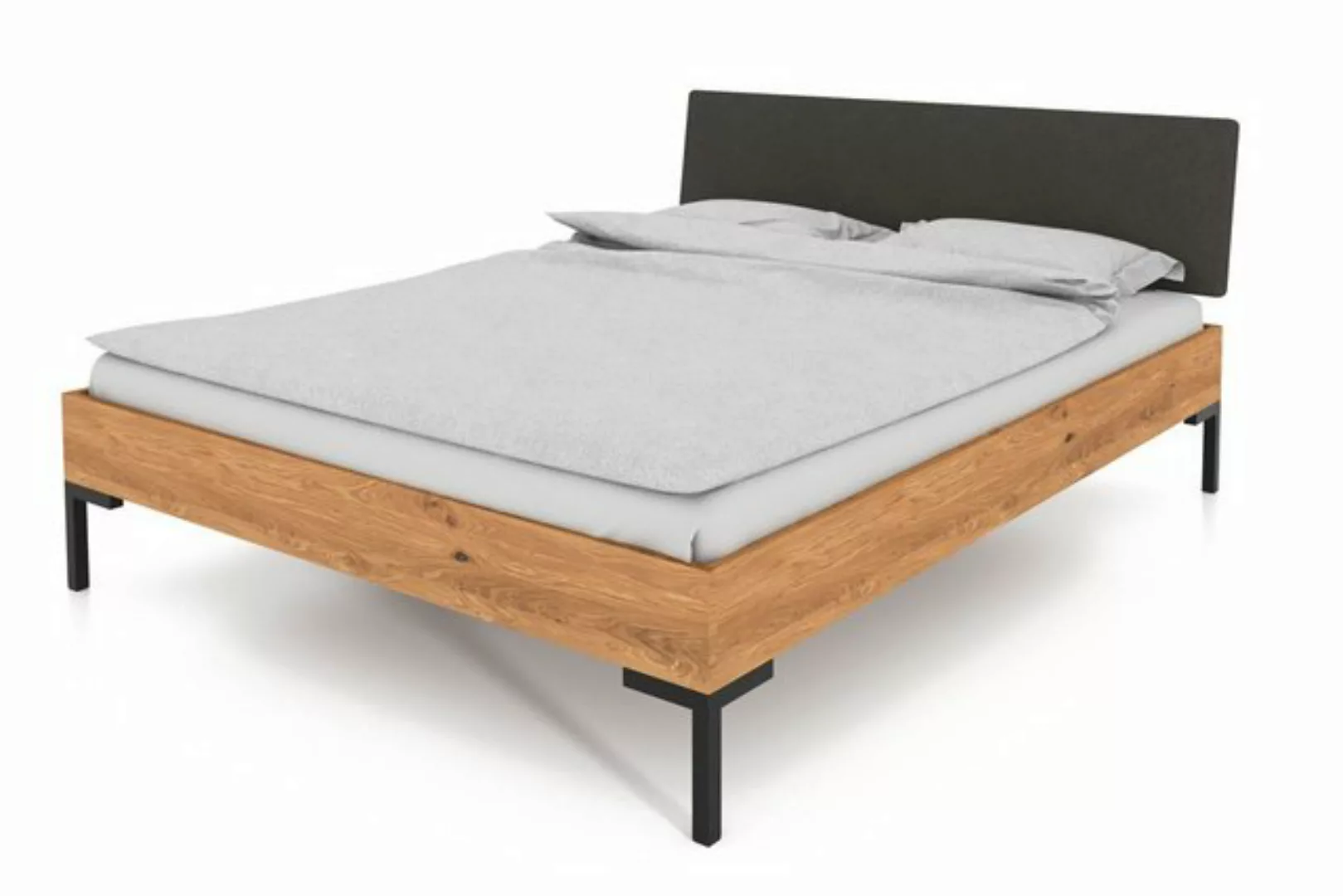 byoak Bett ABIES 180 x 190 aus Massivholz, mit Polsterkopfteil, Naturgeölt günstig online kaufen