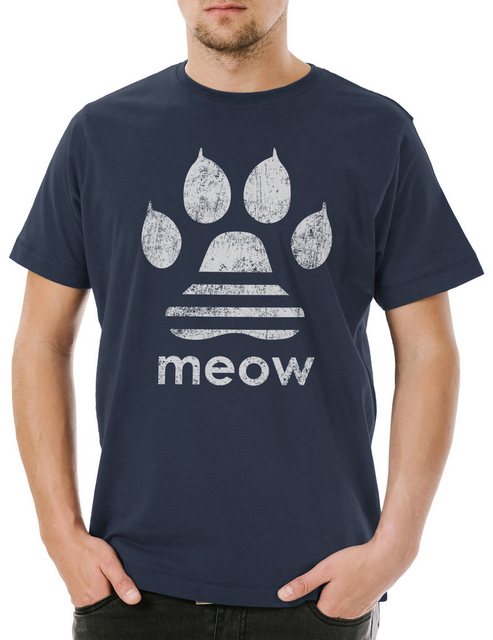 Urban Backwoods Print-Shirt Meow Herren T-Shirt Miau Katze Katzen Liebhaber günstig online kaufen