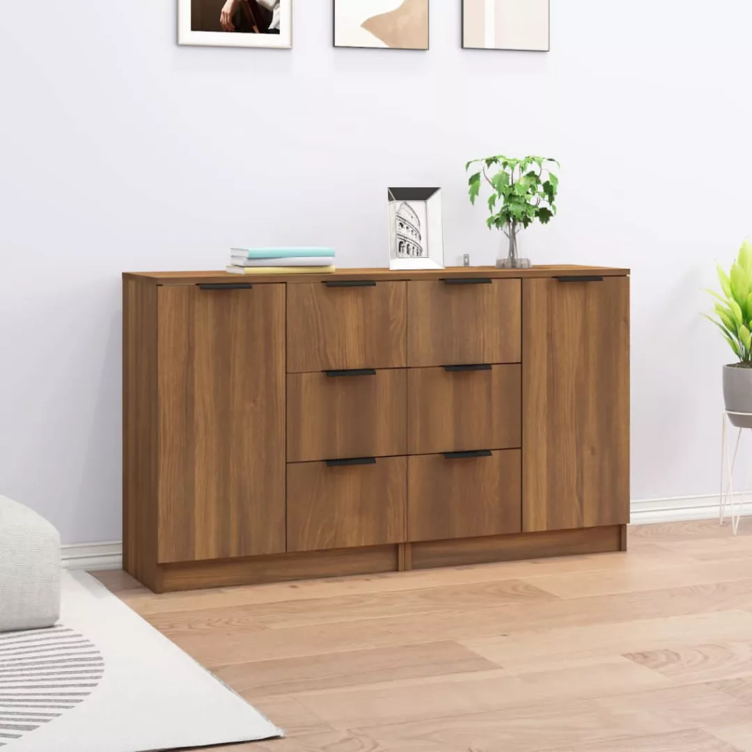 Vidaxl Sideboards 2 Stk. Braun Eichen-optik 60x30x70 Cm Holzwerkstoff günstig online kaufen