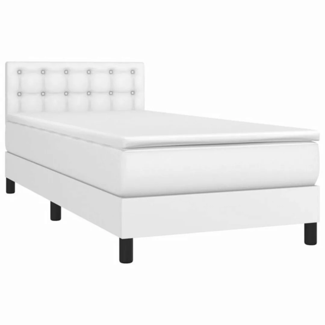 vidaXL Bettgestell Boxspringbett mit Matratze Weiß 80x200 cm Kunstleder Bet günstig online kaufen