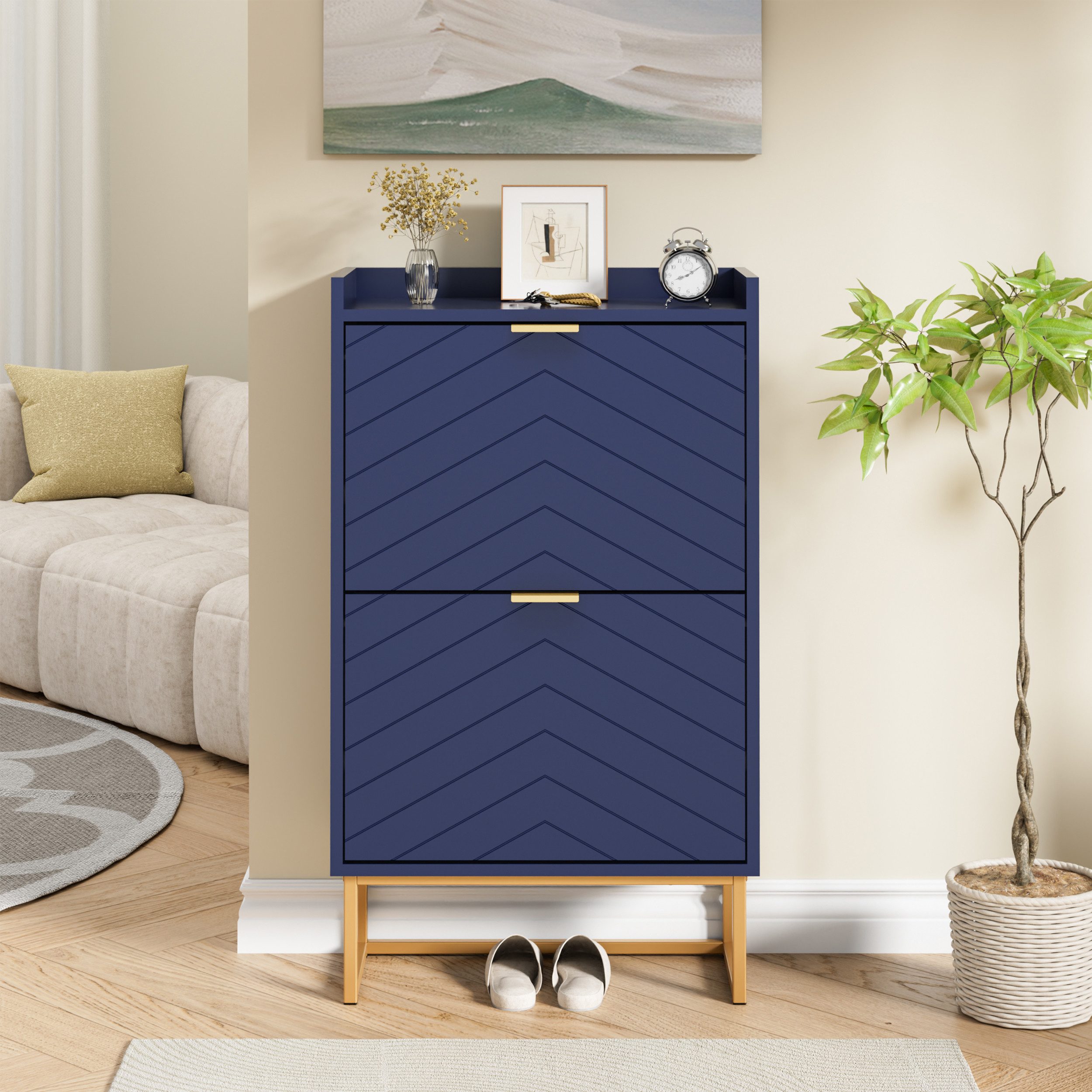 UEV Schuhschrank mit 2 Klappen 49,5x24,2x91cm günstig online kaufen