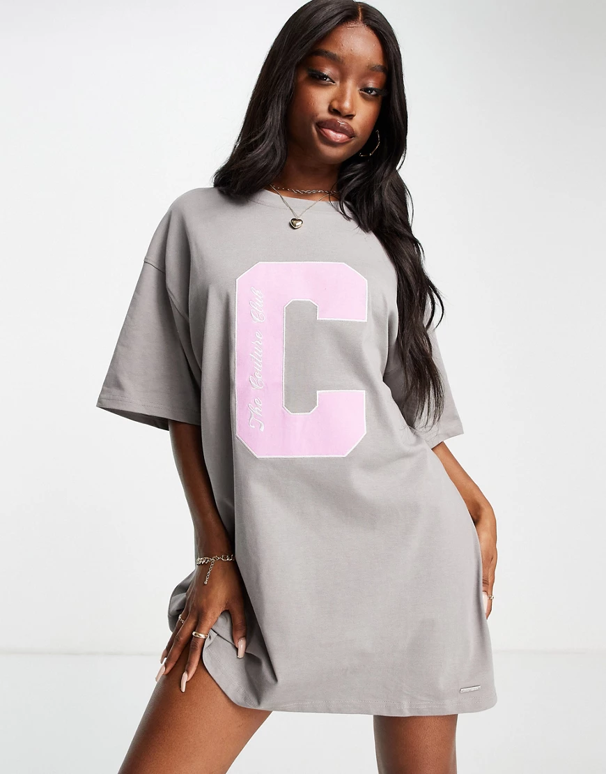 The Couture Club – Oversize-T-Shirt-Kleid in Grau günstig online kaufen