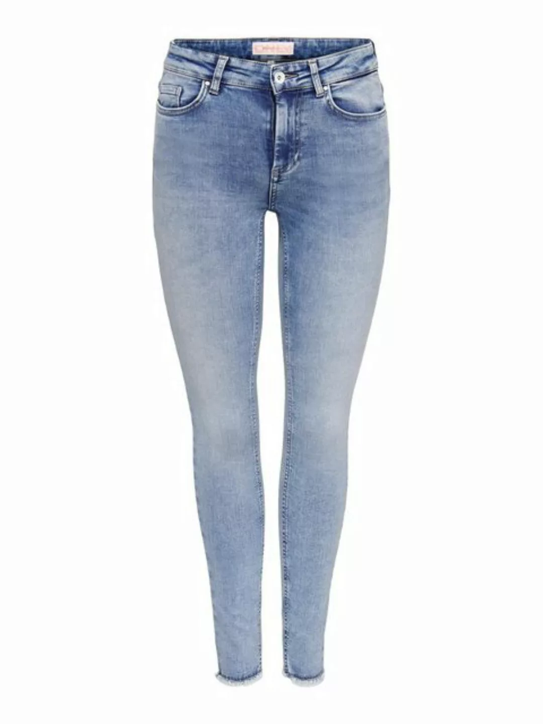 Only Damen Jeans ONLBLUSH MID SK ANK RAW DNM REA694 - Skinny Fit - Blau - M günstig online kaufen