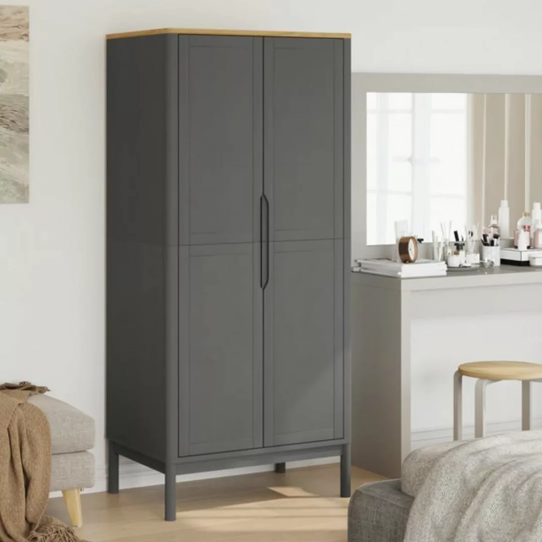 vidaXL Kleiderschrank Kleiderschrank FLORO Grau 77x53x171 cm Massivholz Kie günstig online kaufen