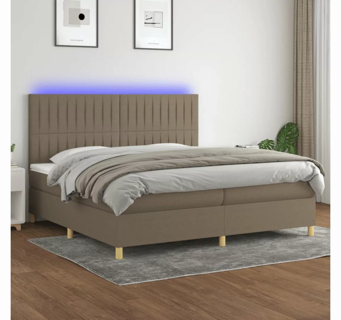 vidaXL Boxspringbett (200 x 200 cm, Streifen Vertikal, Taupe), mit LED günstig online kaufen