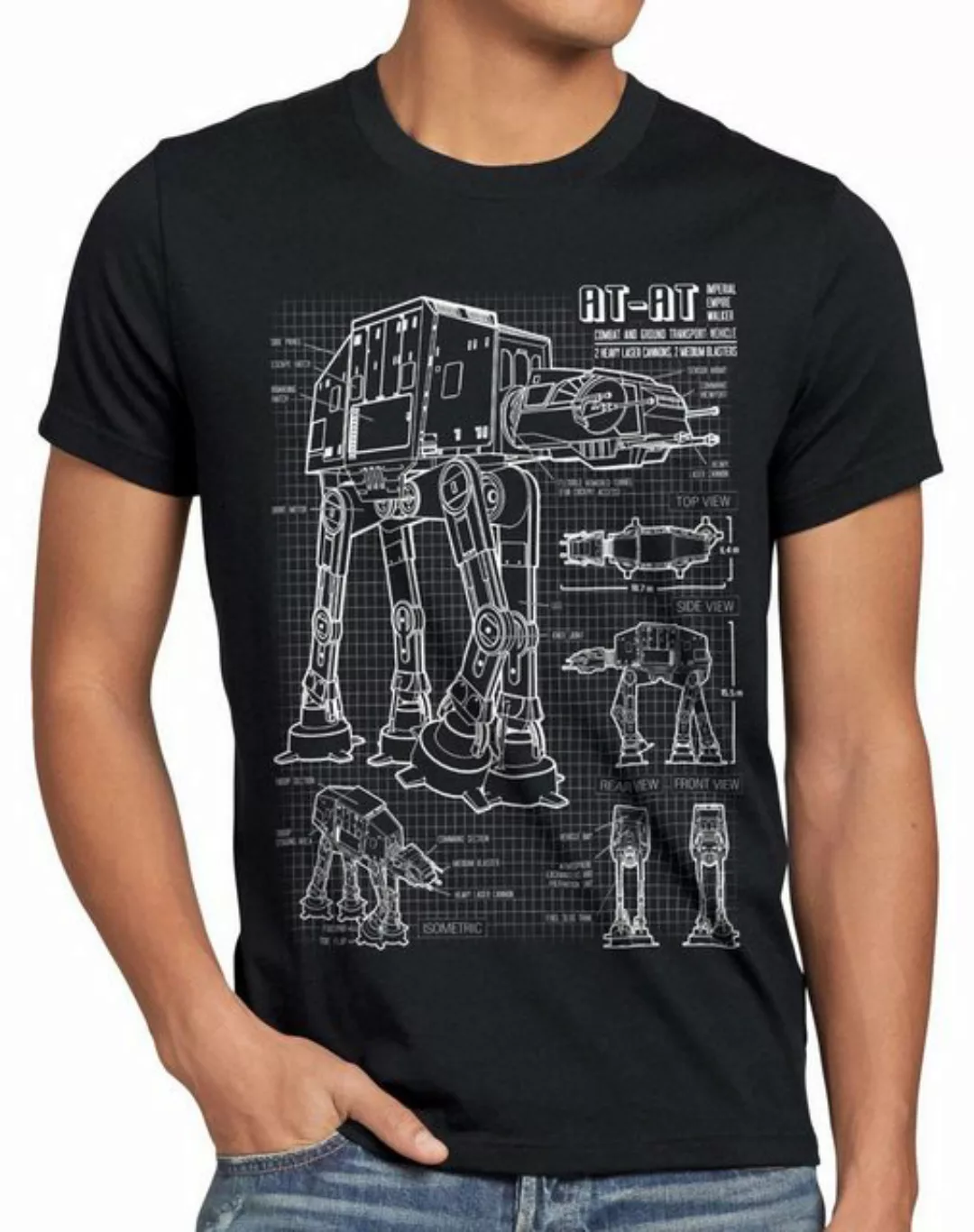 style3 Print-Shirt Herren T-Shirt AT-AT blaupause walker star krieg wars im günstig online kaufen