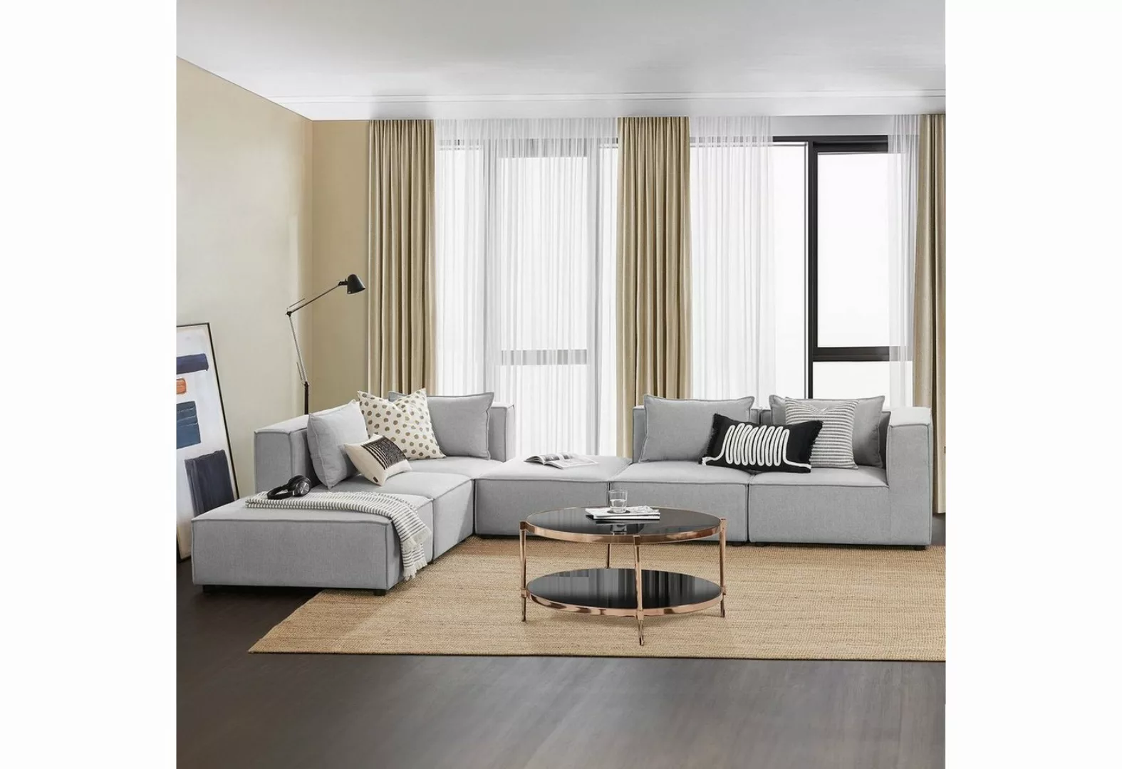 Juskys Wohnlandschaft Domas, 6 Teile, XXL, modulare Couch für Wohnzimmer, 2 günstig online kaufen