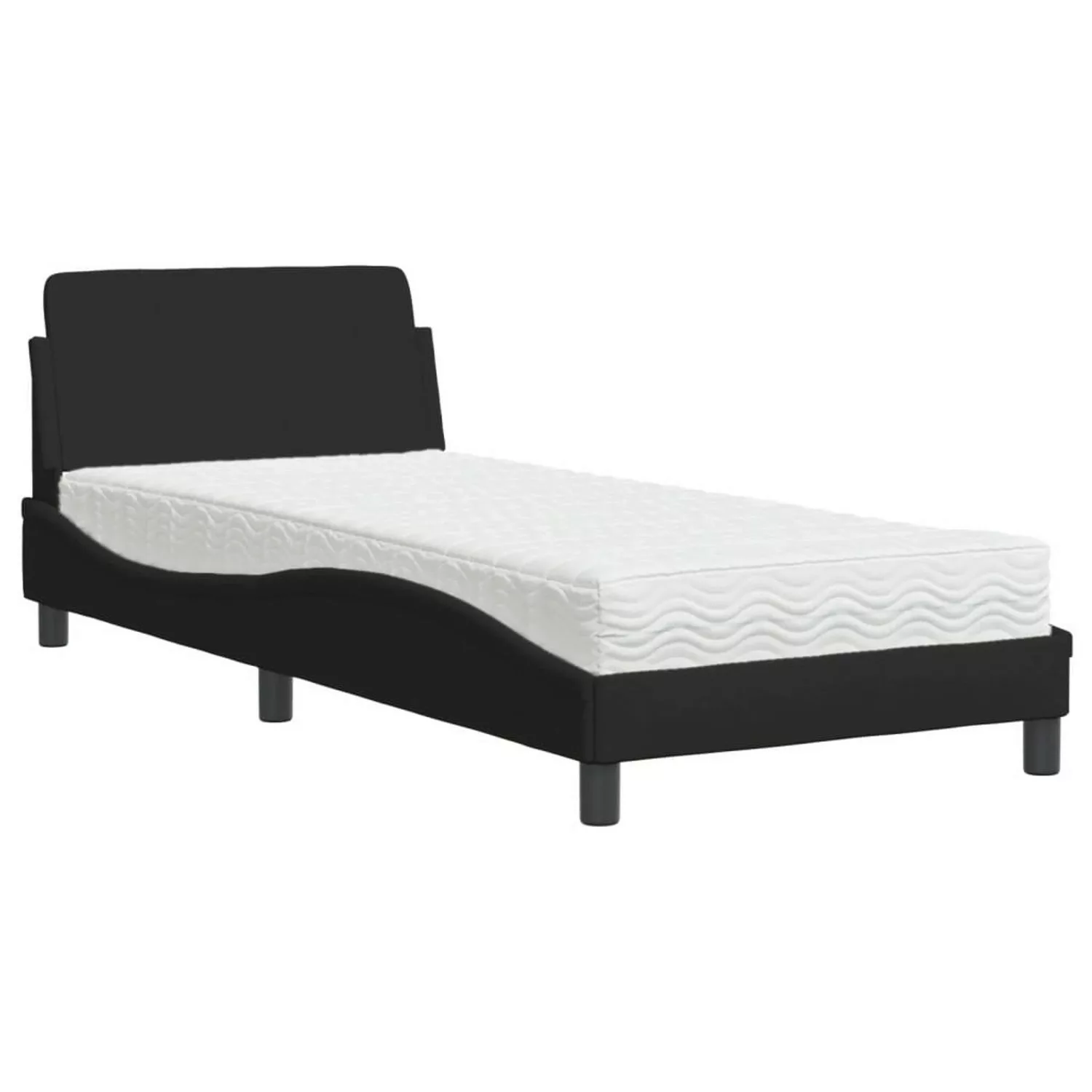 vidaXL Bettgestell Bett mit Matratze Schwarz 90x200 cm Stoff Bettgestell günstig online kaufen