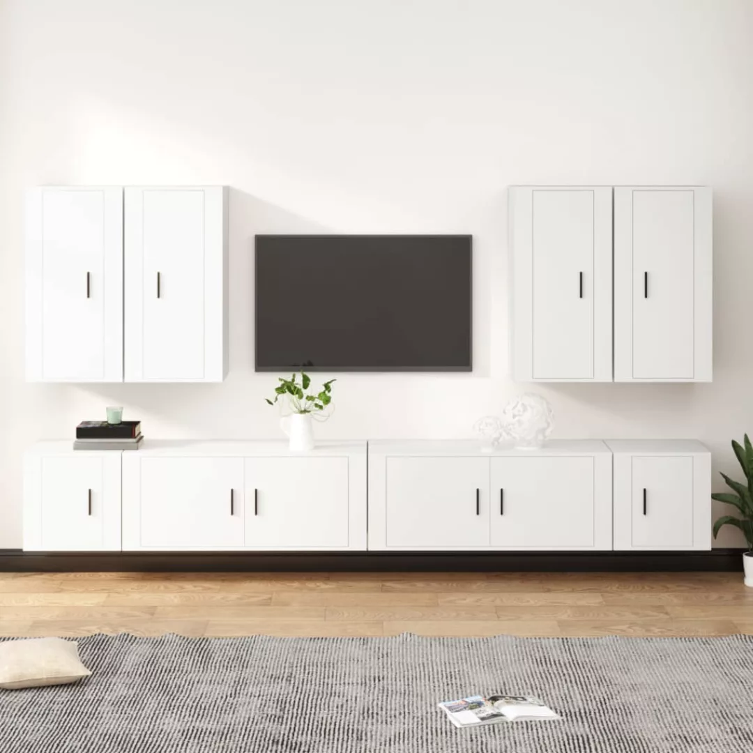 Vidaxl 8-tlg. Tv-schrank-set Weiß Holzwerkstoff günstig online kaufen