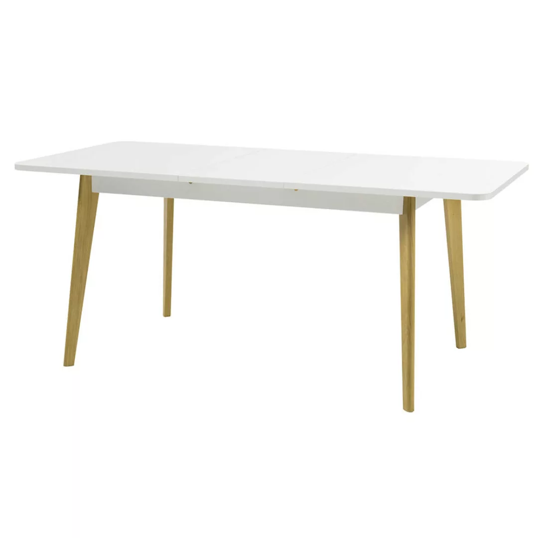 Esszimmer Tisch, ausziehbar 140-180cm, in Weiß Matt mit Eiche STOCKTON-61 günstig online kaufen