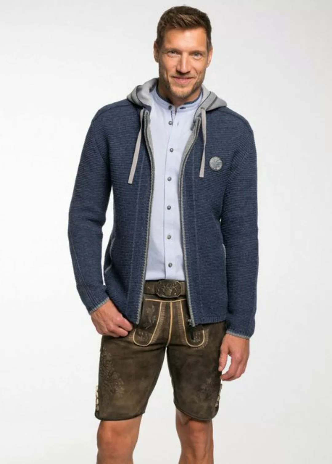 Spieth & Wensky Trachtenstrickjacke Strickjacke Herren - ECHO - jeansblau günstig online kaufen