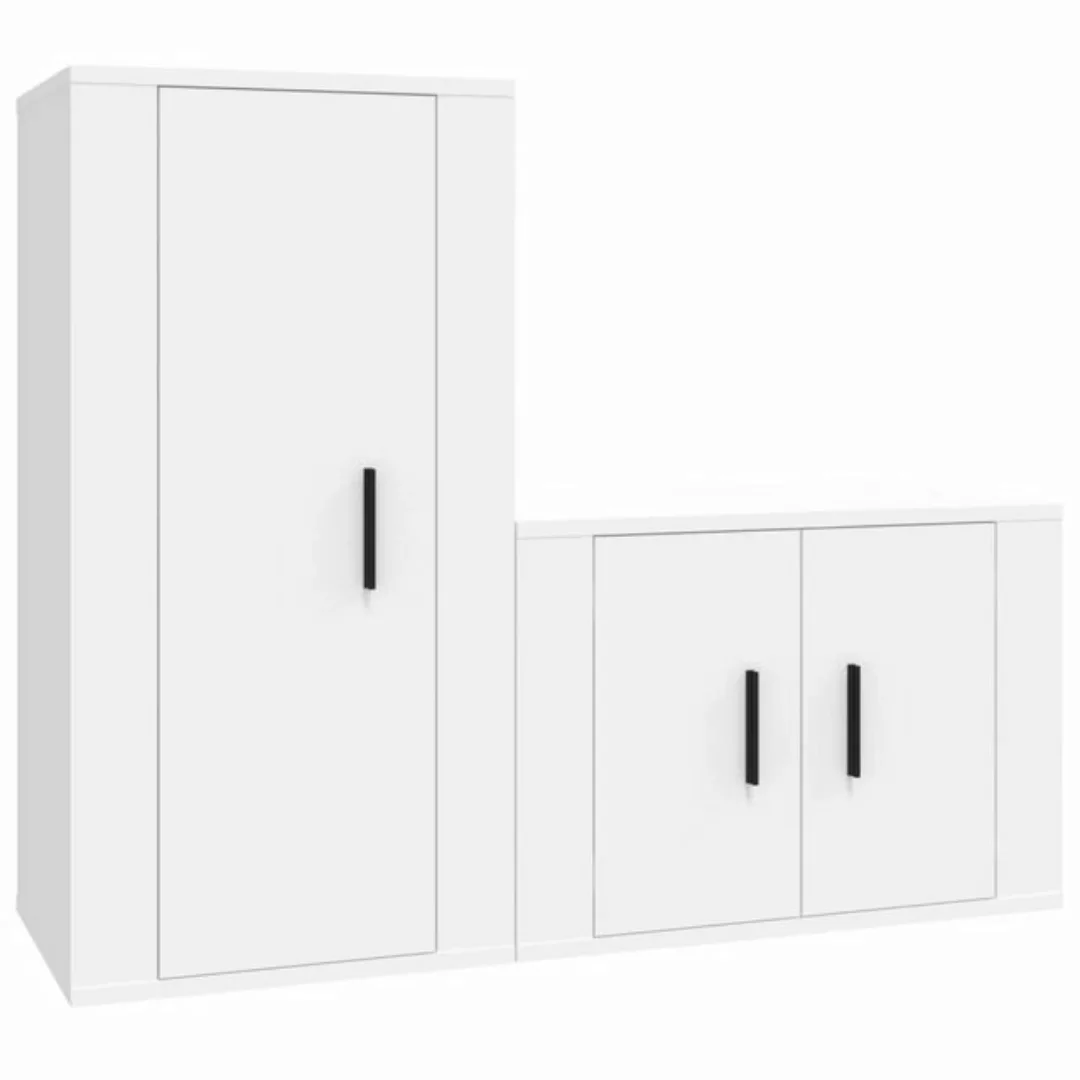 furnicato TV-Schrank 2-tlg. TV-Schrank-Set Weiß Holzwerkstoff (1-St) günstig online kaufen