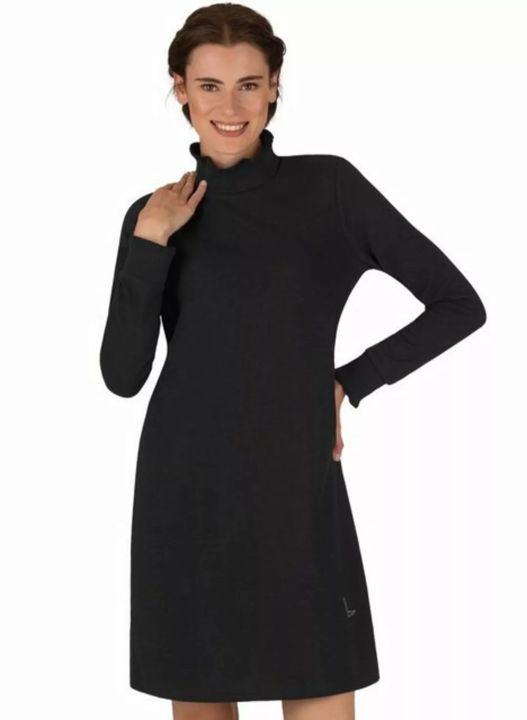 Trigema Jerseykleid TRIGEMA Stehkragen Kleid mit Rüschen (1-tlg) günstig online kaufen