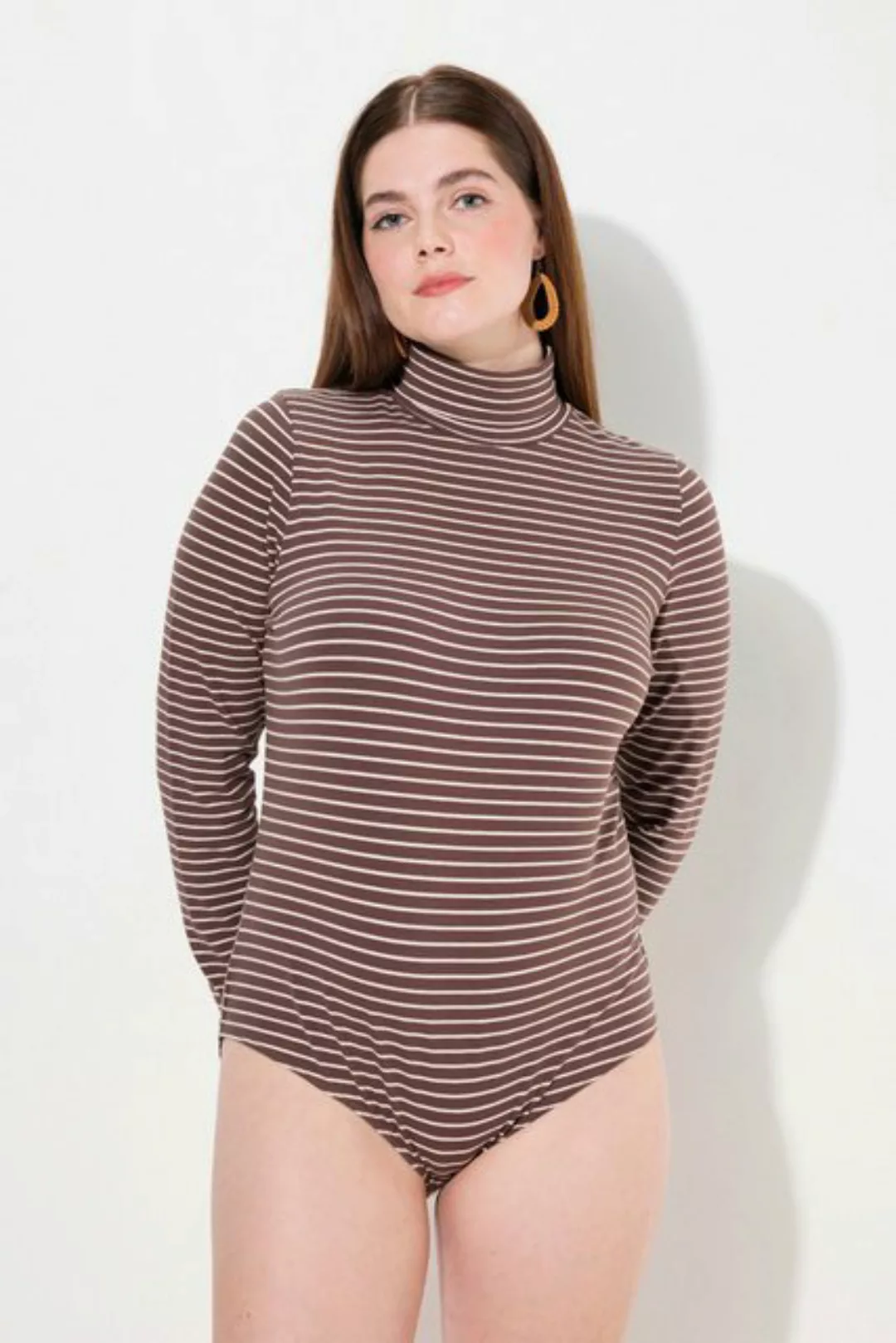 Ulla Popken Longsleeve Body Jersey Stehkragen Langarm Biobaumwolle günstig online kaufen