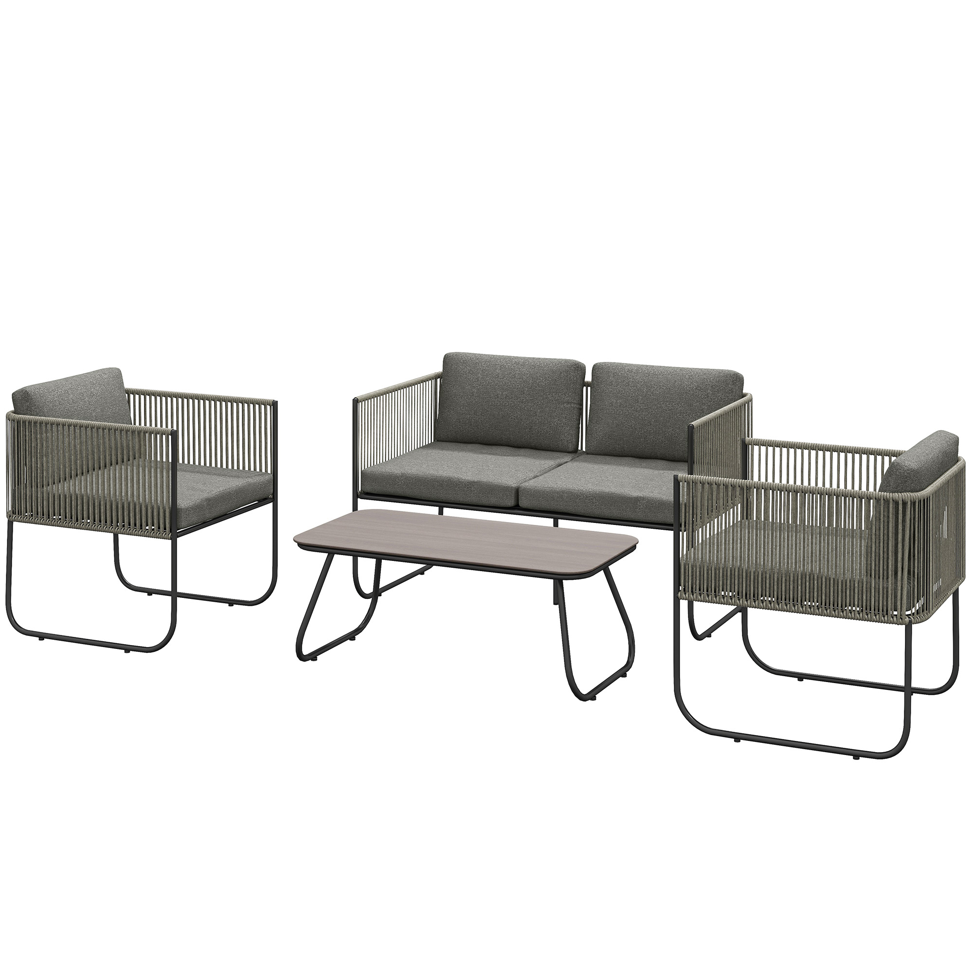 Outsunny Gartenmöbel Set aus Polyrattan Lounge-Set mit Sofa Sessel Tisch Ki günstig online kaufen