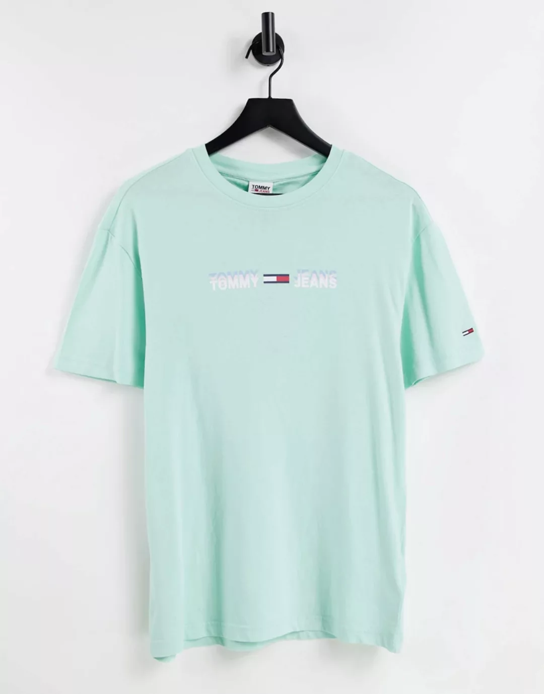 Tommy Jeans Linear Logo Kurzärmeliges T-shirt 2XL Aqua Coast günstig online kaufen