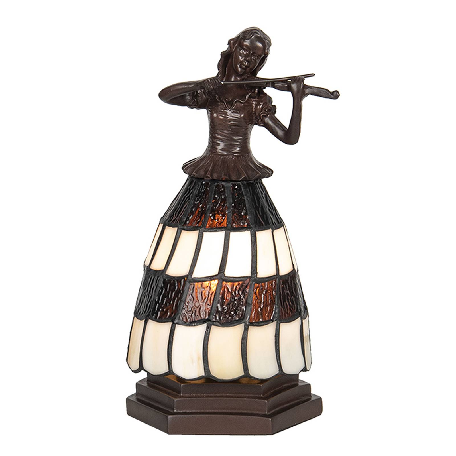Tischlampe 5LL-6047 Frau, Tiffany-Stil, braun-weiß günstig online kaufen
