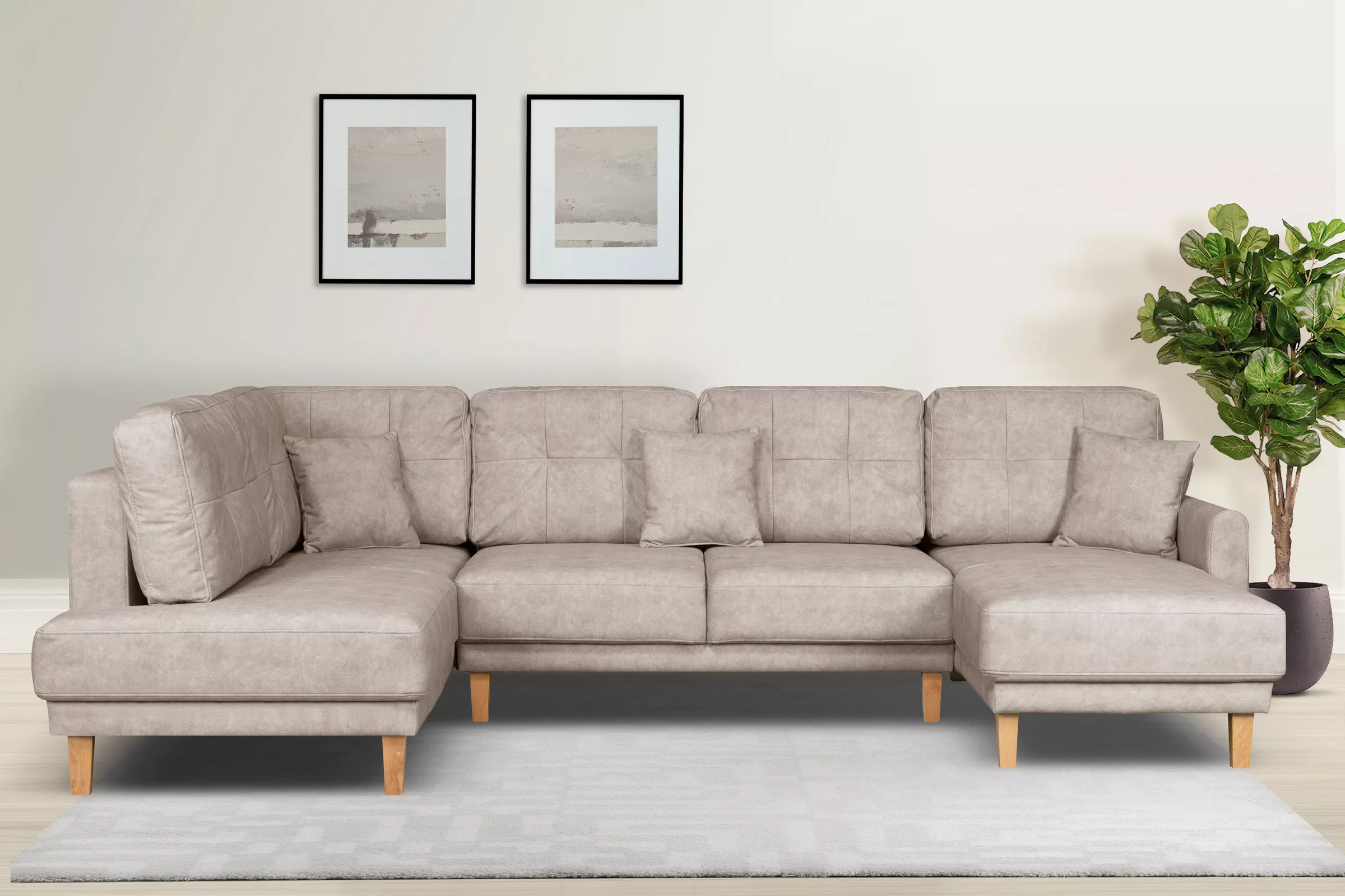 Home affaire Wohnlandschaft "TRIPLO U-Form wahlweise mit Schlaffunktion, B/ günstig online kaufen