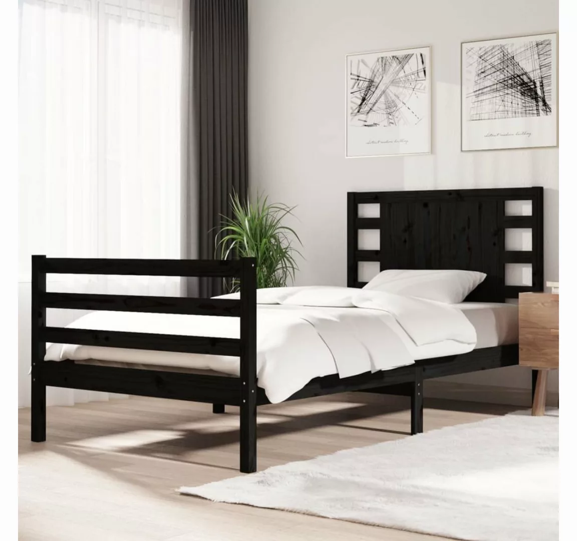 furnicato Bett Massivholzbett Schwarz Kiefer 90x200 cm günstig online kaufen