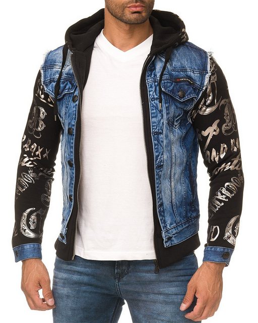 Cipo & Baxx Jeansjacke Kapuzen Sweatjacke BA-CJ181 Blau S (1-St) mit Totenk günstig online kaufen