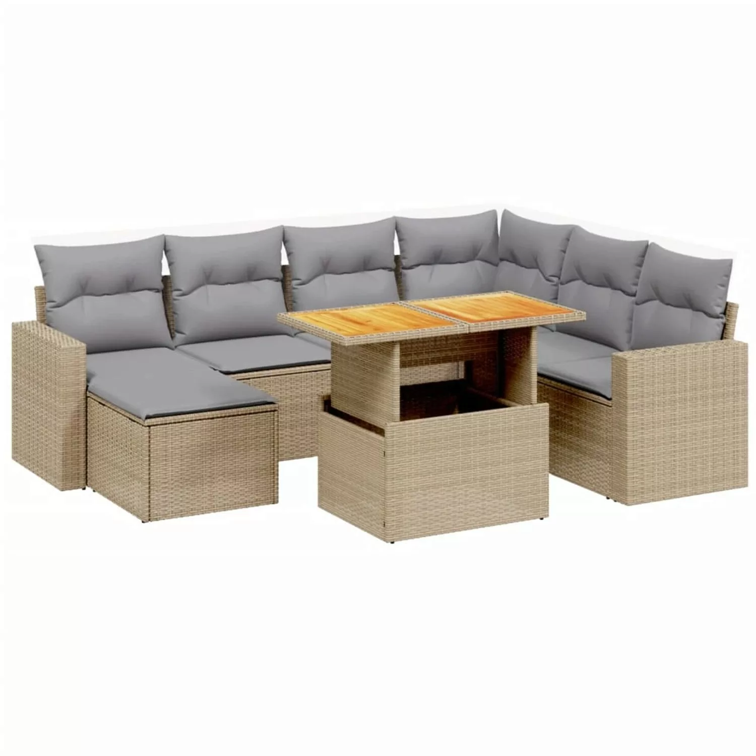 vidaXL 8-tlg Garten-Sofagarnitur mit Kissen Beige Poly Rattan Modell 281 günstig online kaufen