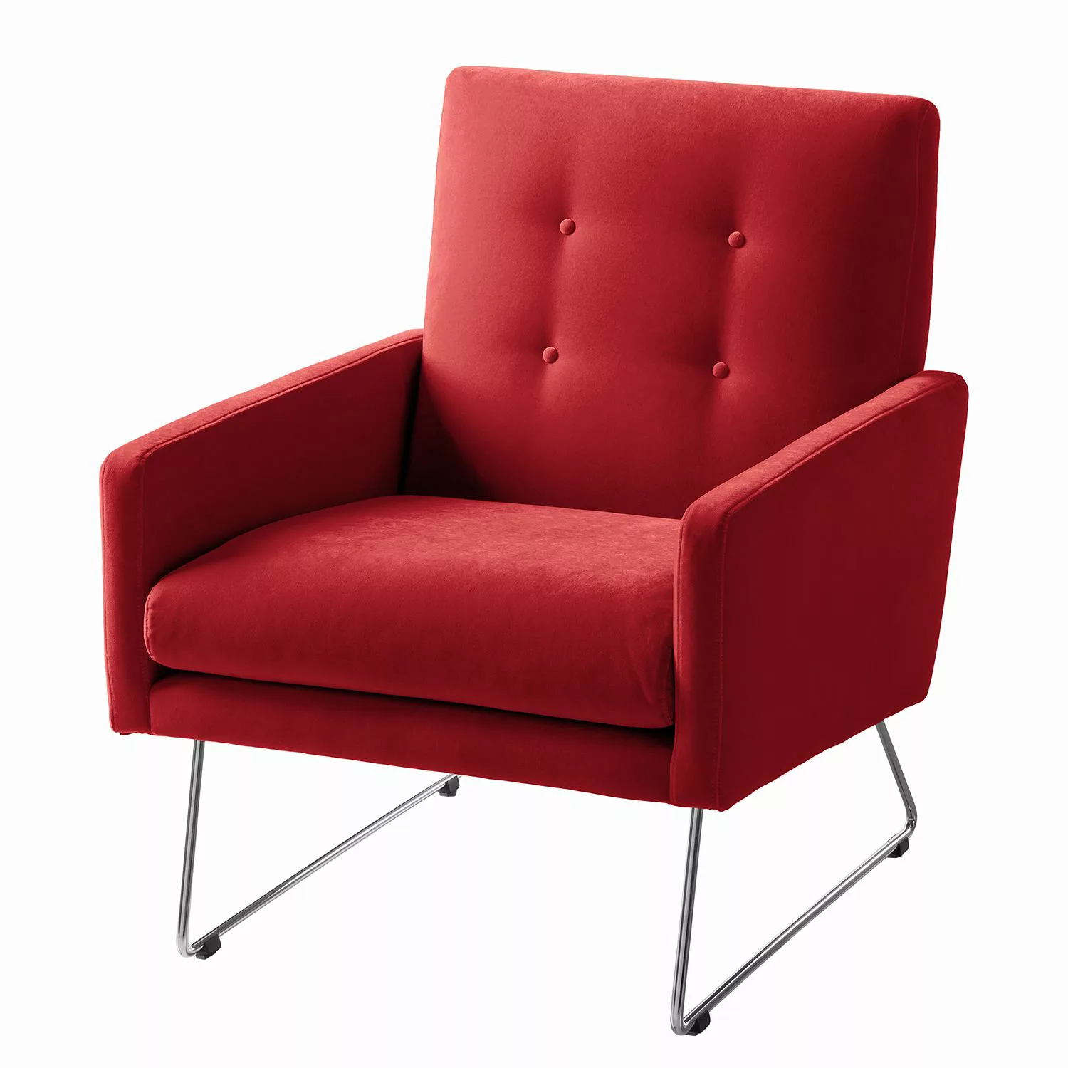 home24 Studio Copenhagen Sessel Maximus Rot Samt 68x83x80 cm (BxHxT) günstig online kaufen