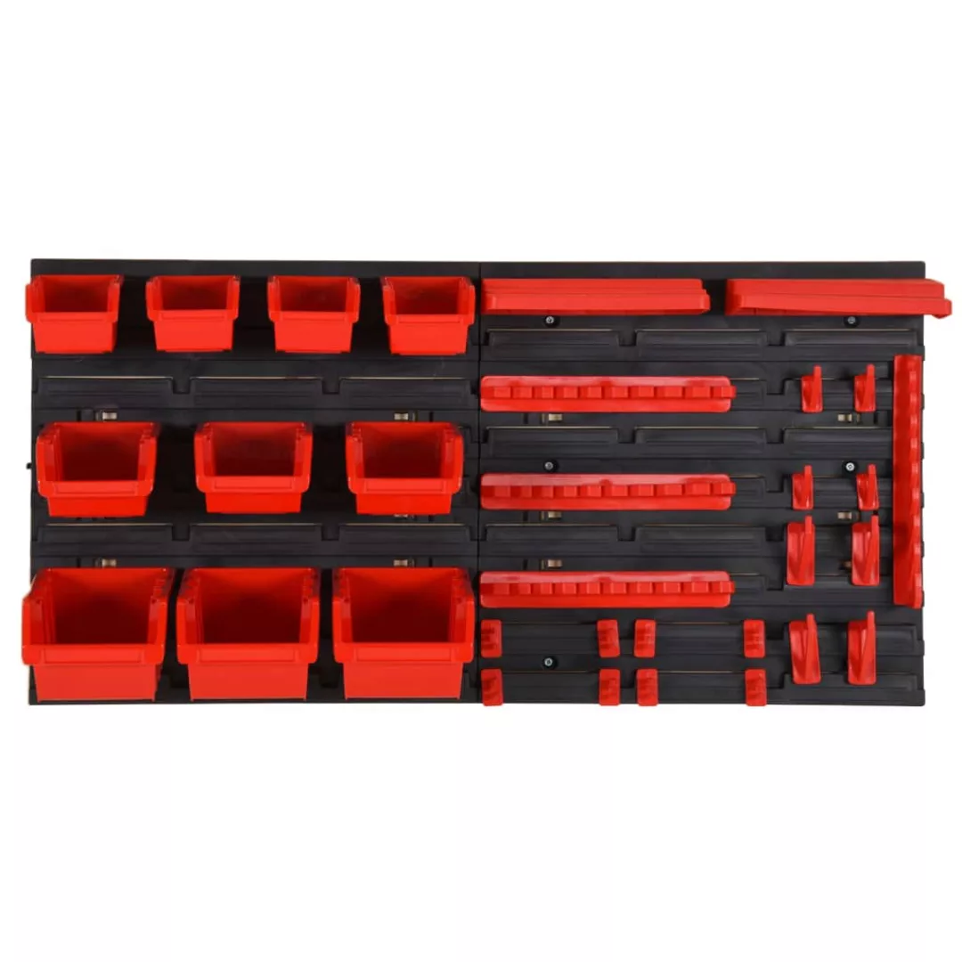 Vidaxl 35-tlg Stapelboxen-wandregal Rot & Schwarz 77x39cm Polypropylen günstig online kaufen