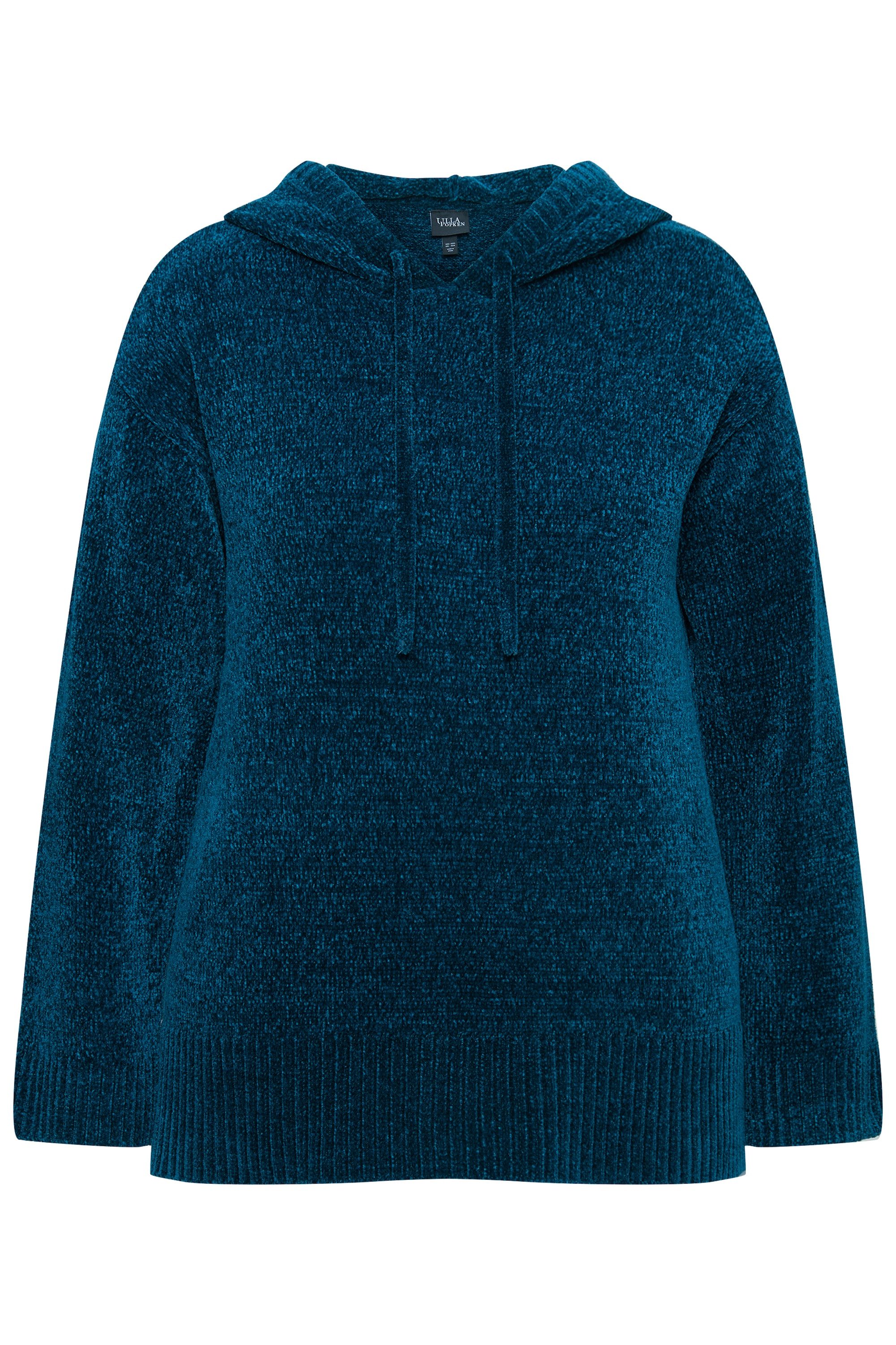 Ulla Popken Wollpullover Chenille-Hoodie Kapuze Kordel günstig online kaufen