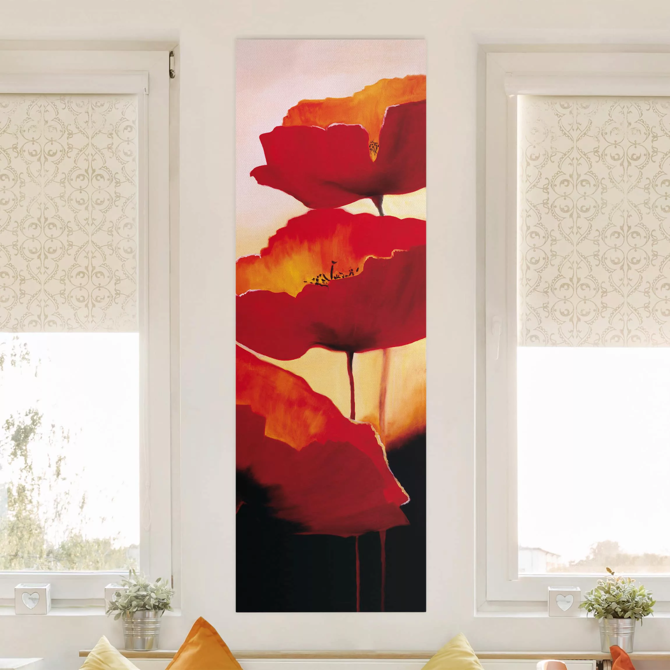 Leinwandbild Blumen - Hochformat Poppy Family günstig online kaufen